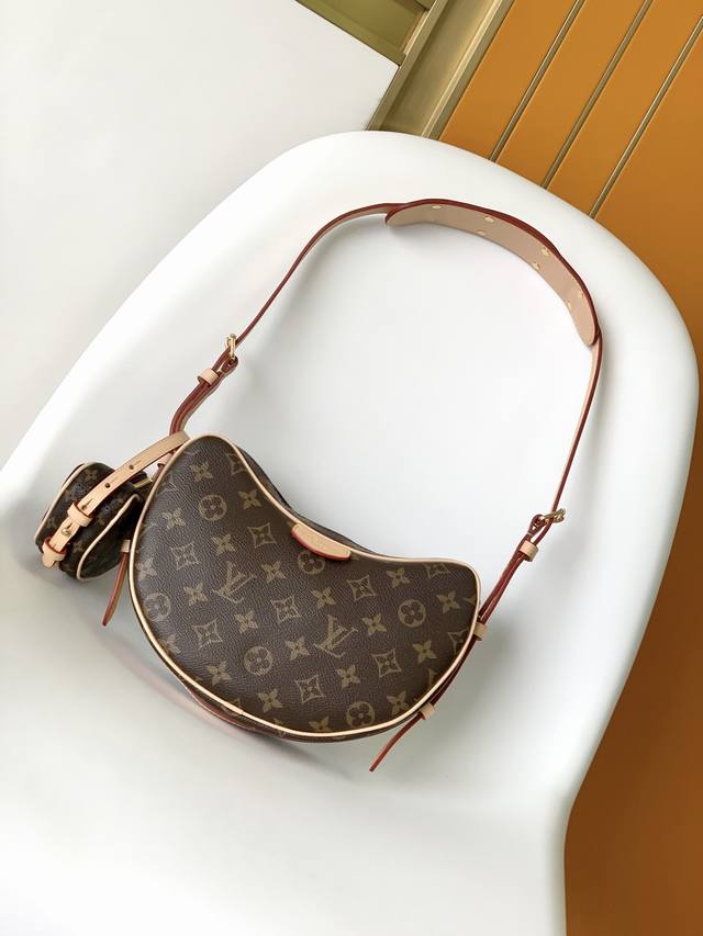Pm46828 New Lv Latest Lv Monogram horn shoulder strap can be adjusted pea bag wi