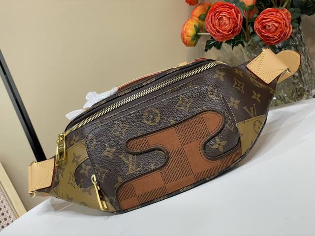 Top original single-family real-shot waist bag series M15271 Old flower first l