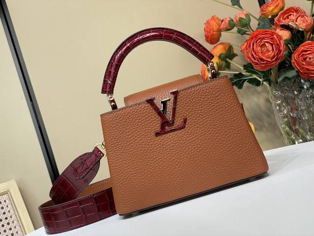Top original replica exclusive real shot Capucines Mini handbag M48865 86036 Bro