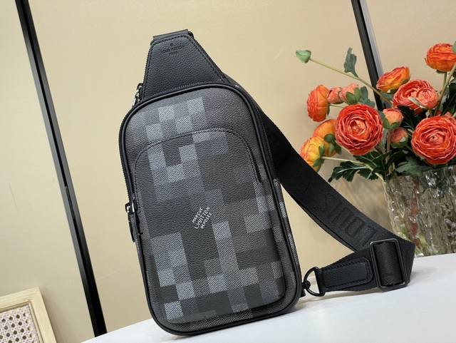 Top original replica exclusive real shot Bolsa Sling Avenue M14953 Black Grid Mo