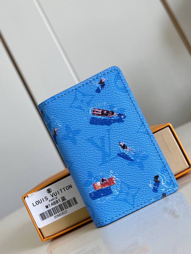 Factory Price P Top Original M14881 Blue Pocket Wallet Made of Colored Monogram