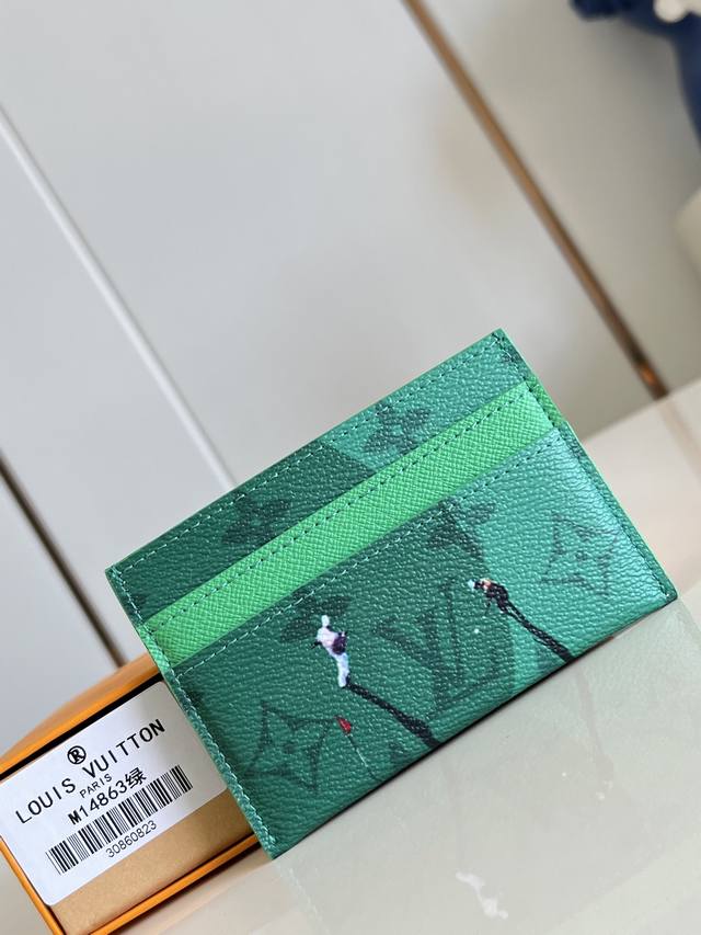 Factory Price P Top Original M14863 Green Double Card Holder from the Father's