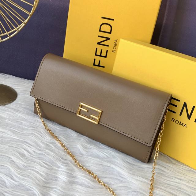 Style No. F8M0365 Grey long wallet, detachable thin chain shoulder strap, walle