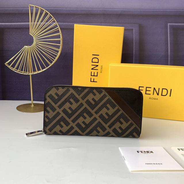 Style No. F7M0210 Coffee with coffee color, zipper wallet with 8 card slots and