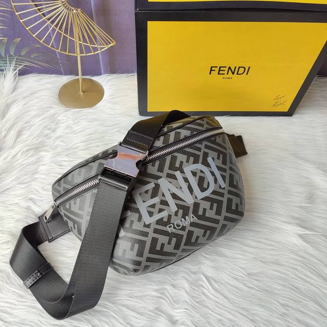 Style No. 7Va562 Black fabric silk screen, zipper closure waist bag, adjustable