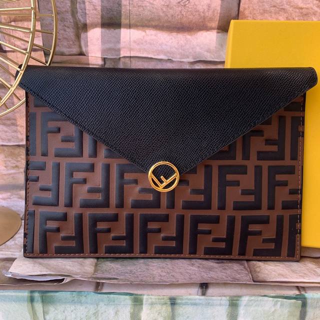Style No. F8No151A6 F Is Fendi Large Slim Clutch with Geometric Flap. Snap butt