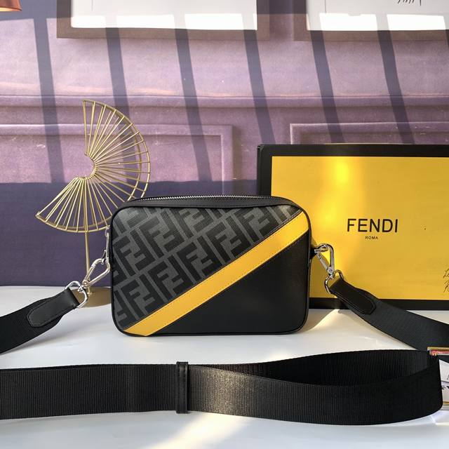 Style No. F7M0286 Black with yellow, compact shoulder bag, zipper closure, adju