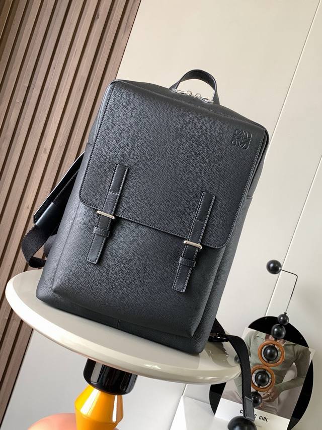 Soft grained cow leather military backpack The Military Backpack is a spacious