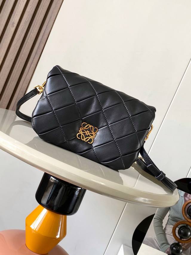 Mini Shiny Nappa Leather Pleated Puffer Goya Handbag Goya Puffer is inspired by
