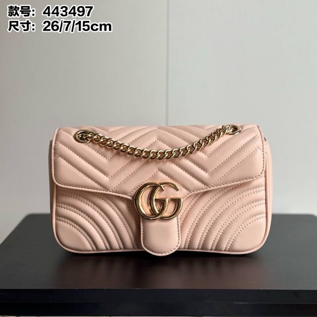 Real shot# Style number: 443497 Peach Pink Size: 26-7-15Cm Gg Marmont Medium The