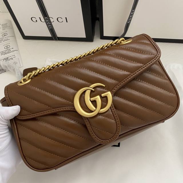 Real shot# Style number 443497 Large size Size 26-15-7Cm The new Gg Marmont Brow