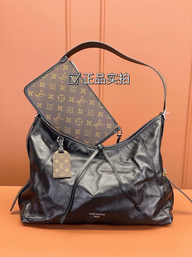 Authentic real shot Carryall Dark Medium Handbag M25143 Black Large DDD