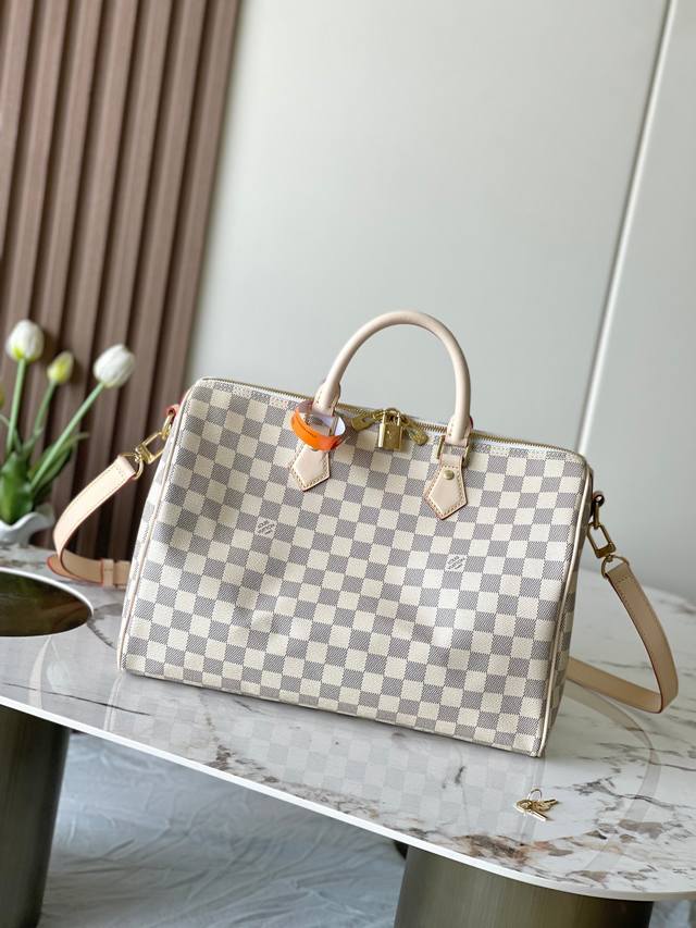 Top original model 41111 White checkered Speedy 35 handbag Made of Damier Eb