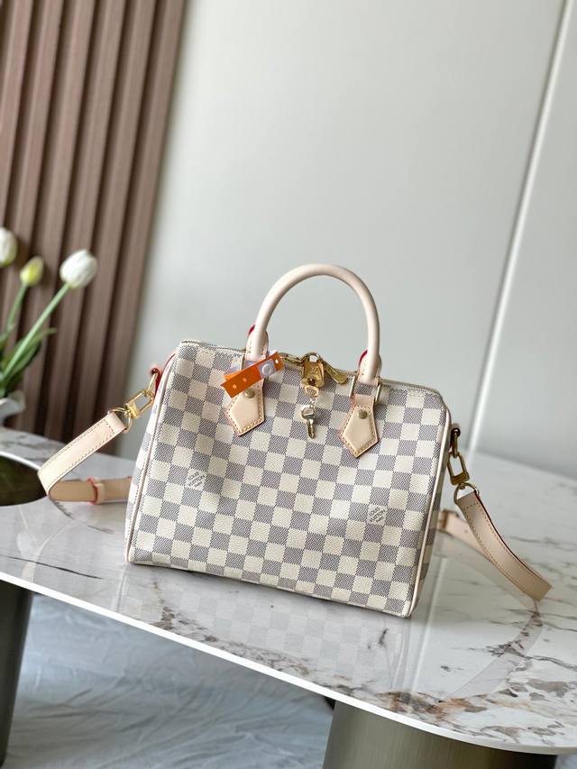 Top original model 41113 White checkered Speedy 25 handbag Launched in 1930, th