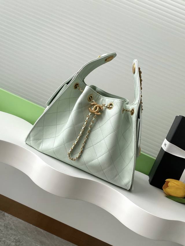 25C Ball Grain Leather Hip Hop Bag Chanel Hobo Underarm Bag Hippie Underarm Bag