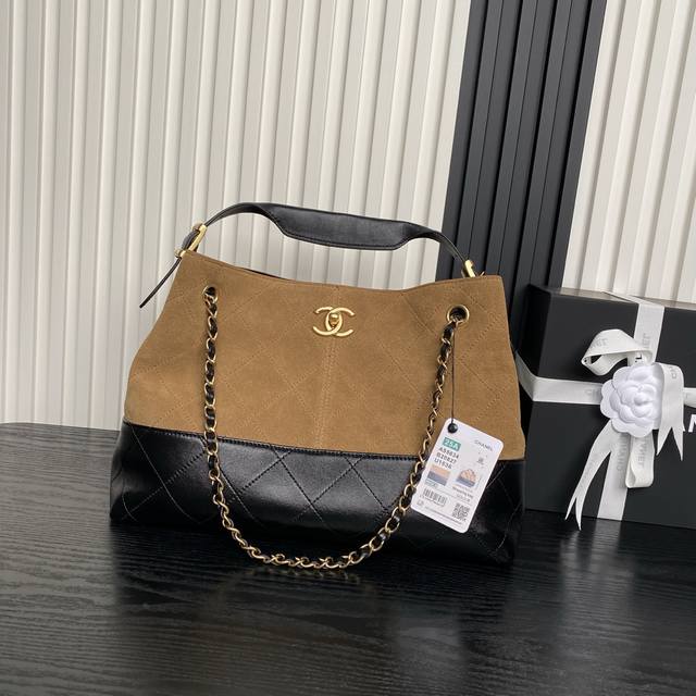 Chanel25A High-end Handicraft Series As5634 Suede and Hobo leather Maillard sued