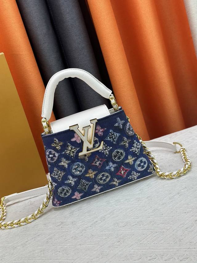 Exclusive real shot M59939 M94519 Denim Capucines handbag This Capucines mini h