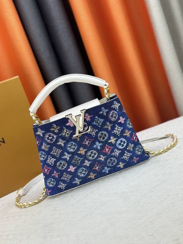 Exclusive real shot M59939 M94519 Denim Capucines handbag This Capucines mini h