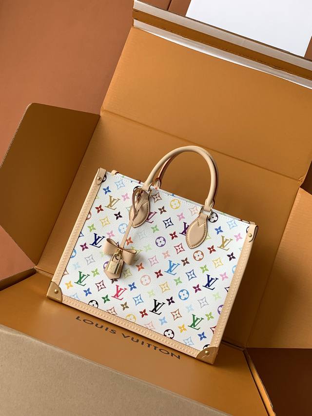Super Steel M13079 White Shopping Bag Tote Bag X Takashi Murakami Reprint Series