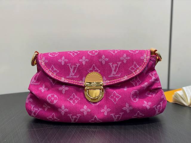 Original boutique M95216 Rose pink denim underarm bag Vintage denim shoulder ba