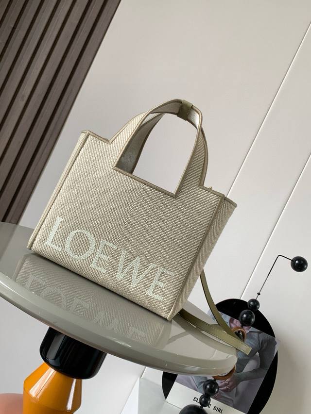Original leatherSmall jacquard canvas Loewe Font Tote handbag The Loewe Font Tot