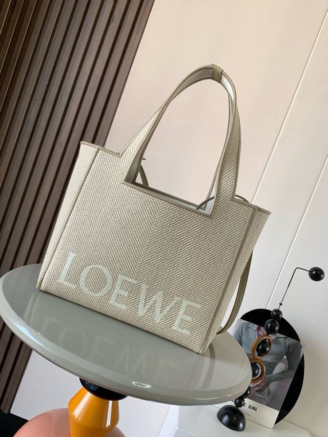 Original leather New jacquard canvas Loewe Font Tote handbag The Loewe Font Tote