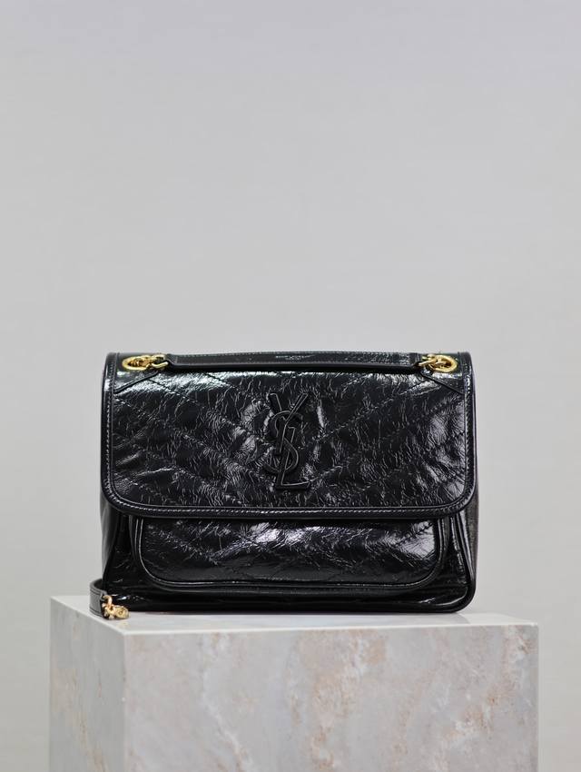 Genuine Black waxed leather with gold buckle 28cm New version synced with Niki