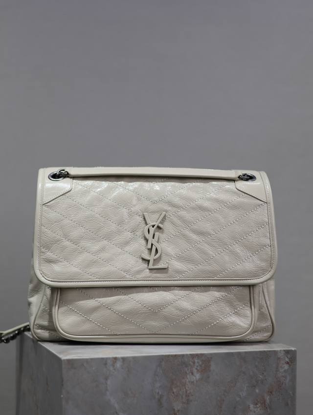 Genuine Creamy white wax leather 32cm Niki counter synchronized new version! Th