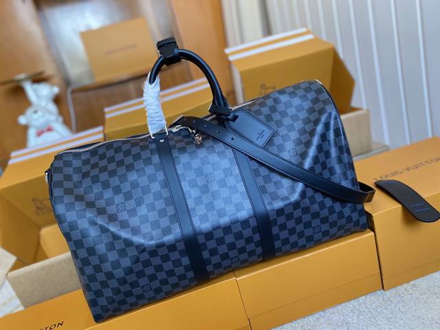 Top Original N41413 Black Keepall 55 Travel Bag with Shoulder Strap This travel