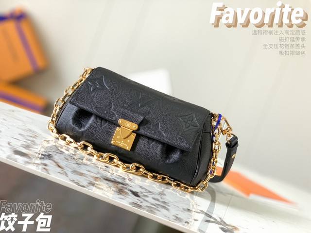 Superior Original Leather M45813 Black Embossed Favorite Handbag is made of soft