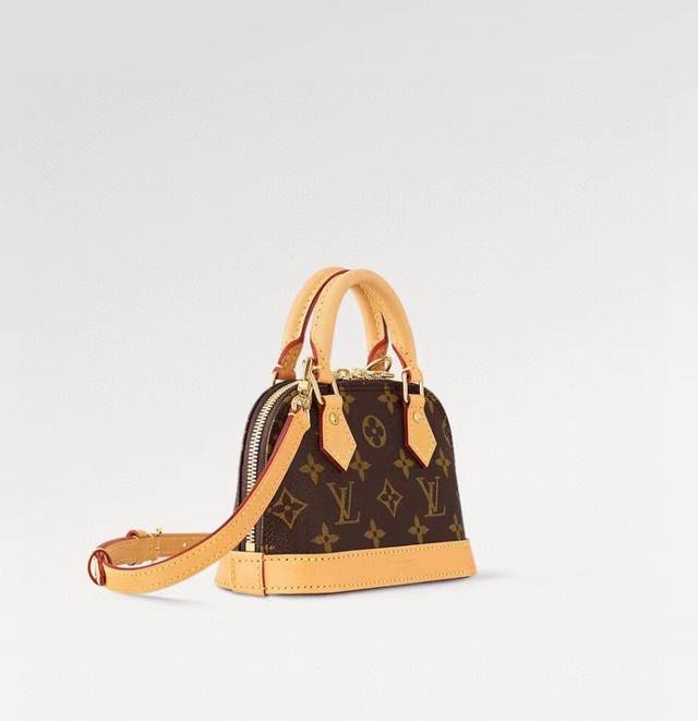P Top Original Alma Nano Shell Handbag M82717 Monogram Leather Mini Shell Bag Se