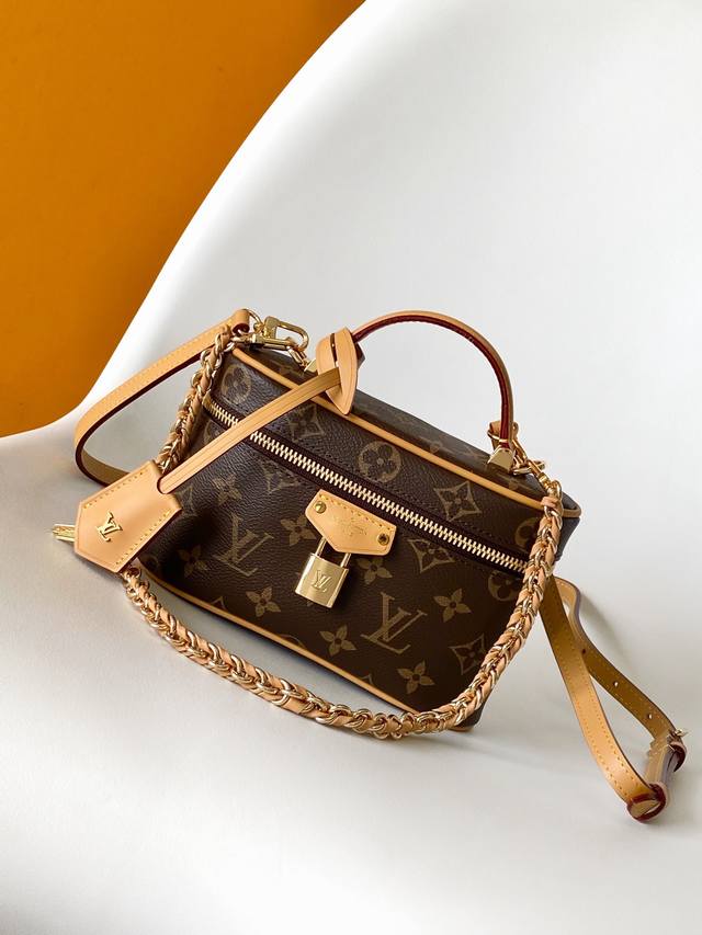 Pm47125 Yellow leather top original Vanity Chain Pouch cosmetic handbag] M47125