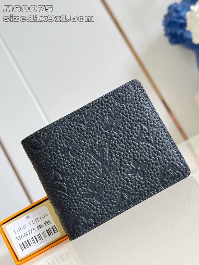 Top original single home shot M69075 Black Slender wallet depicts classic Monog