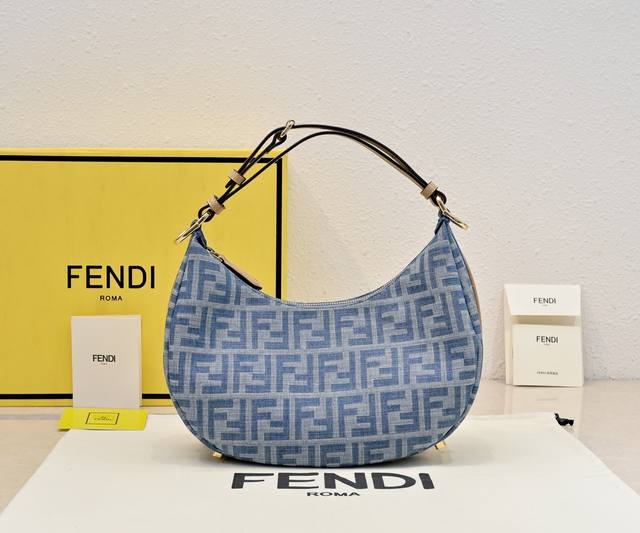 original size 29 Fend1Praphy underarm bag, featuring a crescent shape, with the