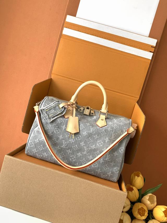 Factory price P Premium Mb denim Speedy Soft 30 handbag Model: M13344 Material: