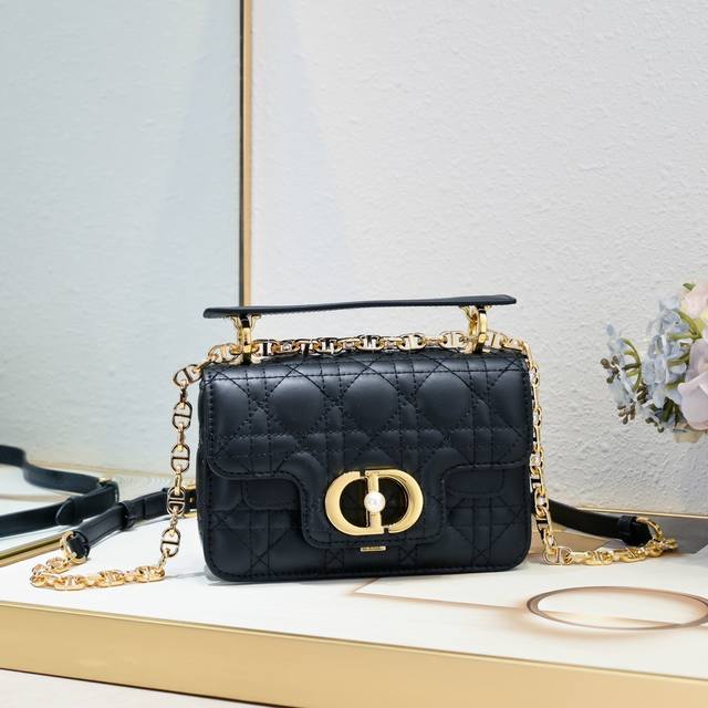 Small size with box embroidered checkered chain bag model 3369 This Dior Jolie