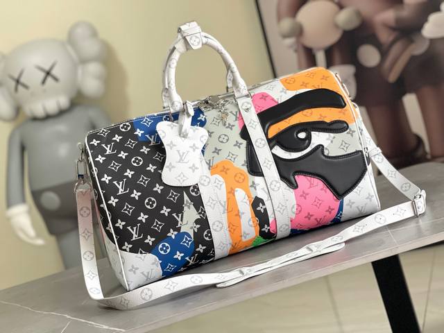 M23160 Louis Vuitton's classic Keepall 45 size travel bag, model 23160, is dyed