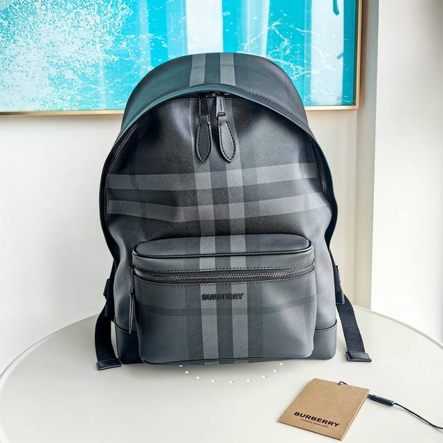 Top version Original leather classic backpack, decorated with brand charcoal gre