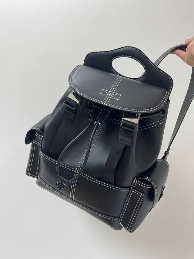 Top version original leather Burji visible stitch leather backpack, full leathe