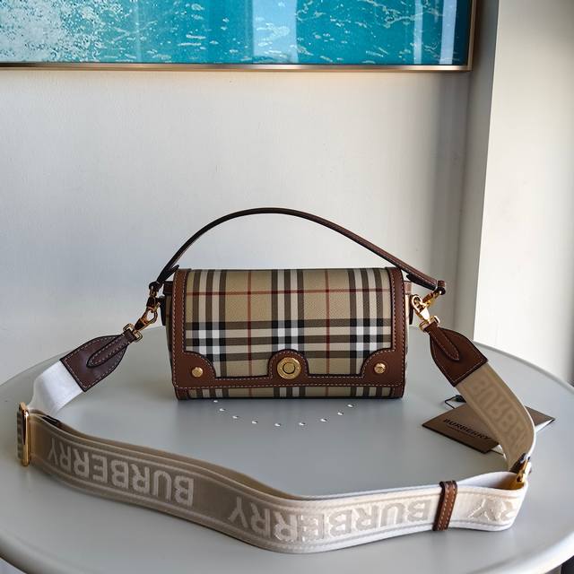 Top version original leather Burberry new retro checkered small bag is really am