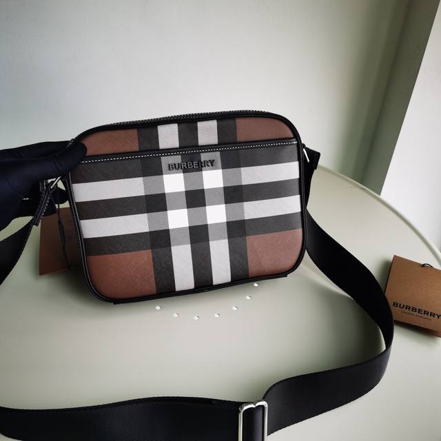 Top version Original leather A compact crossbody bag in Burberry check and smoot