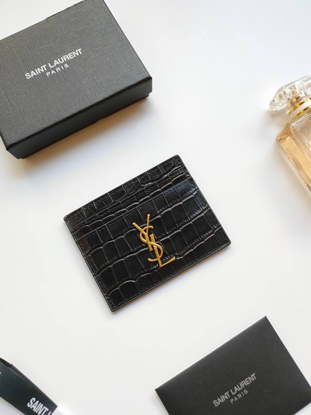 Saint Laurent new product genuine leather card holder, with sheep grain microfi
