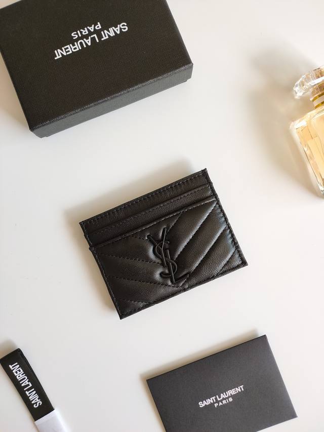 Saint Laurent new product genuine leather card holder, with sheepskin microfibe