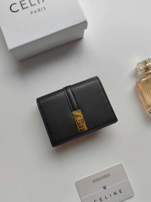 Celine new card holder, Triomphe flap card holder, classic pattern large surface
