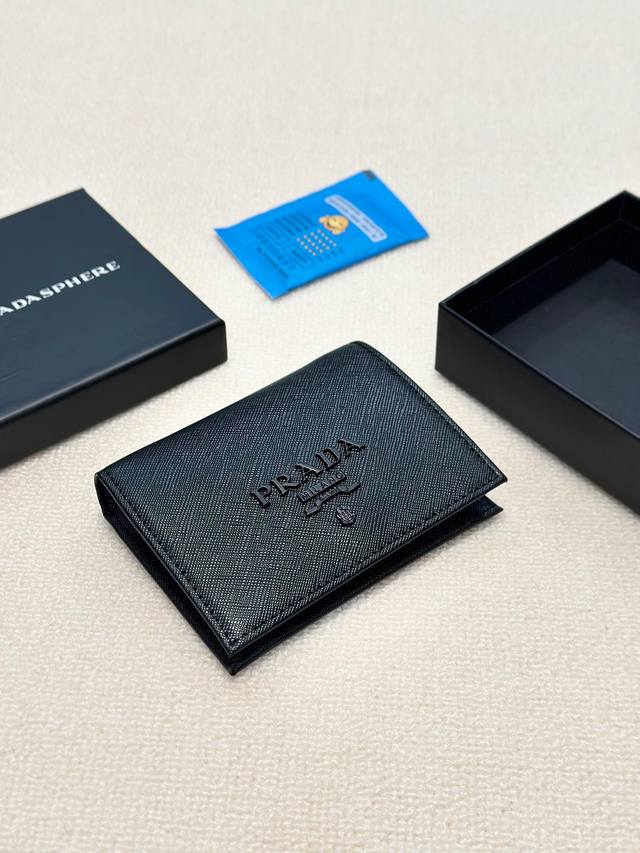 Color Black Size 11X10 Prada fashion wallet, high-quality cross-grain cowhide h