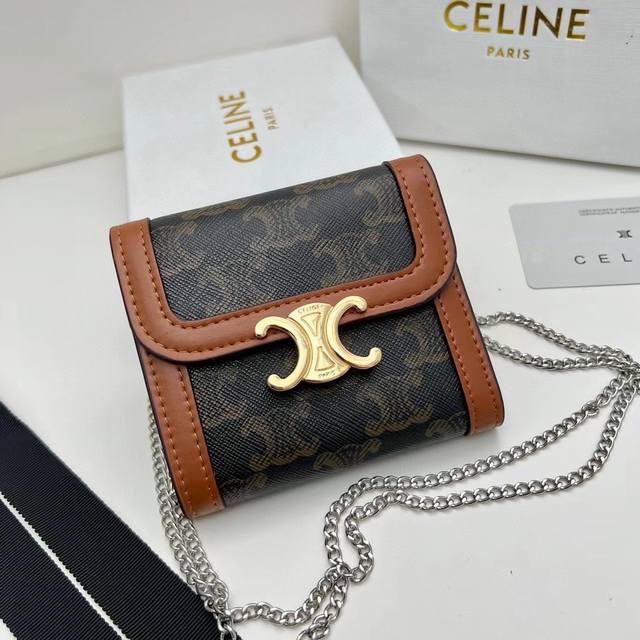 Celine 10999 Chain is detachable Color Black Print Size 11*10*5Celine Arc de Tri