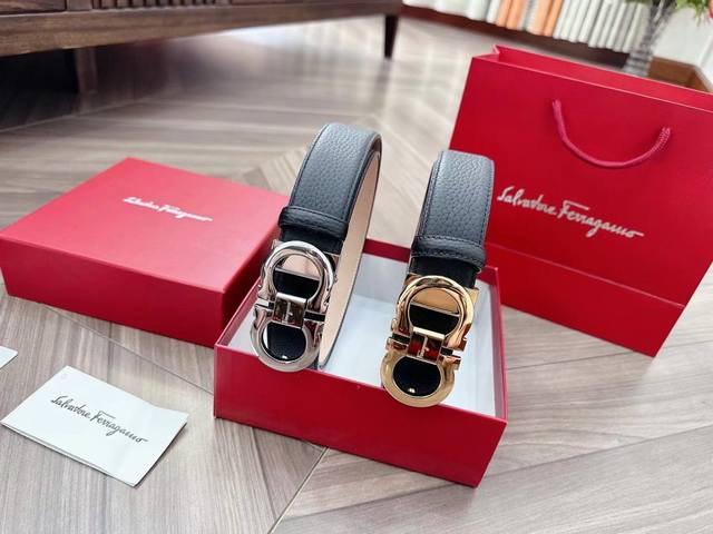 Ferragamo 3.5Cm width real shot! Men's light luxury belt, double-sided original