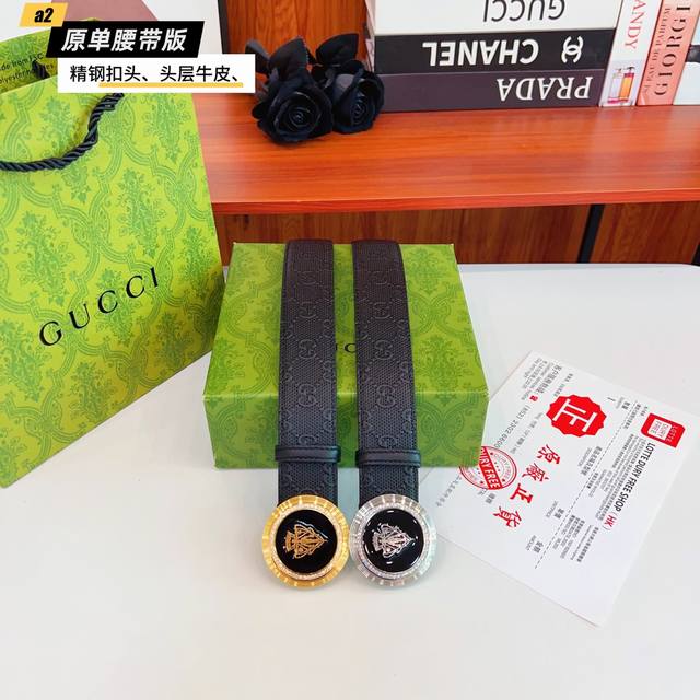 Gucc Original new product from Gucci G. The belt is made of double-sided Italian