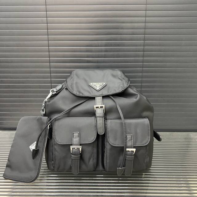 Prada nylon backpack backpack school bag classic all-match real shot original o
