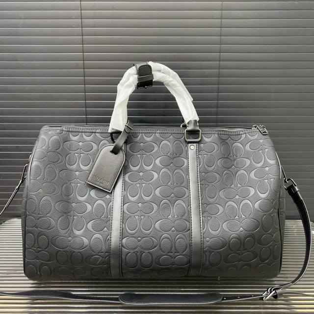 Coach Cowhide embossed travel bag handbag airport bag with exquisite inlay workm
